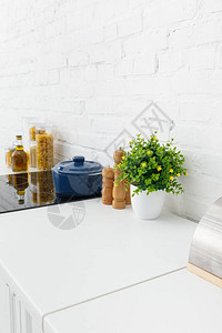 现代白色厨房室内图片