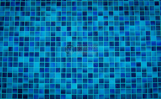 游泳池瓷砖的蓝色瓷砖图案池瓷砖纹理背景干净的水与游泳池马赛克瓷砖地板浴室或淋浴间小方形水池马赛克地图片