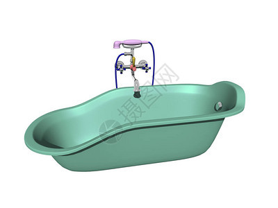 带水龙头的绿色浴缸图片