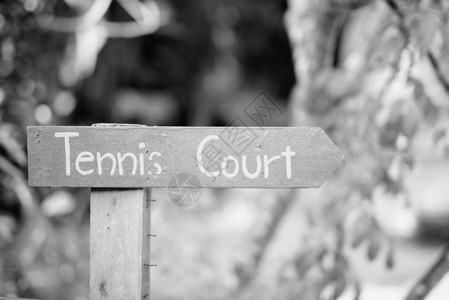 指向网球法院的Woode图片