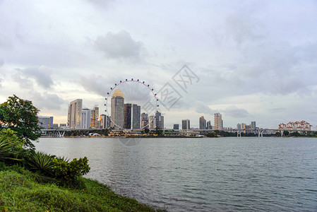 日落时新加坡城市天际的风景城市景观建图片