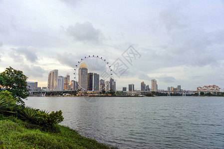 日落时新加坡城市天际的风景城市景观建图片