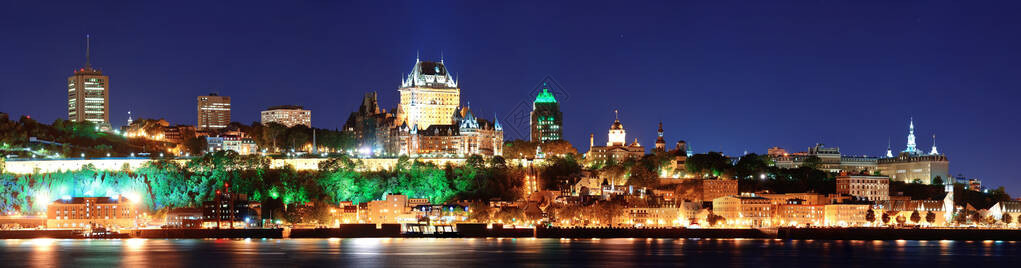 魁北克市黄昏时分的天线全景在从利维斯到背景图片