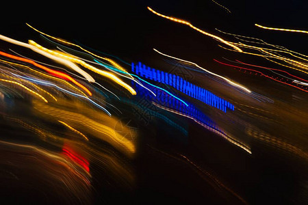 西班牙毕尔巴鄂市晚上有多彩的街道背景图片