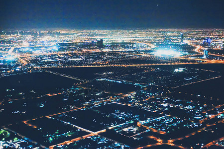 阿拉伯联合酋长国迪拜空中夜景图片