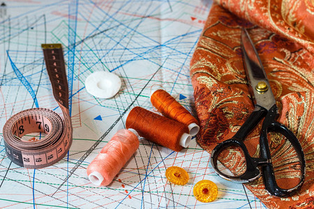 缝纫用物体的死寿命线条剪图片