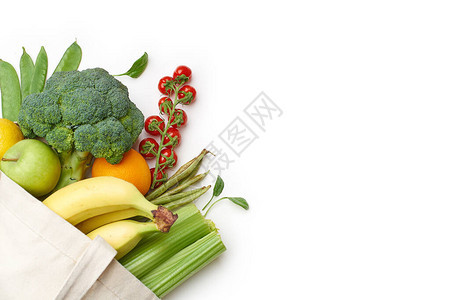 购物袋中的食品蔬菜水果图片