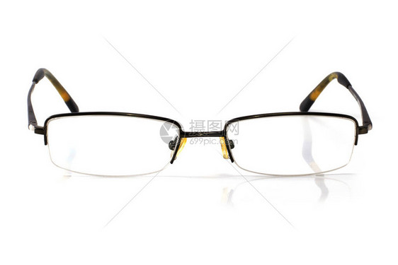 透明眼镜被白色隔离图片