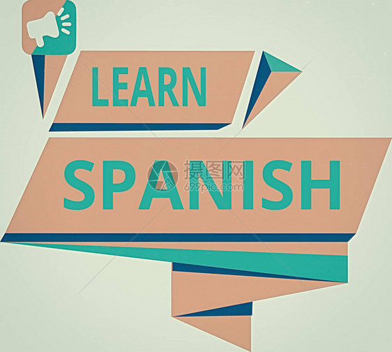 概念手写显示学习西班牙语西班牙词汇方言语音四边形抽象形状水平图形扩音器中的概念图片