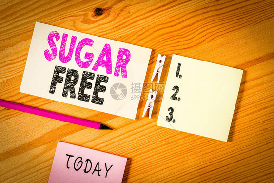 概念手写显示无糖含有人造甜味物质而不是糖的概念意义彩色皱纸木图片