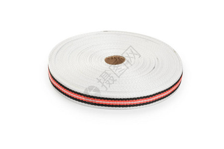 白色条纹圆形梭芯棉带用于制作腰带的坚固编织带图片