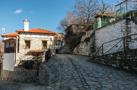 希腊拉里萨Ambelakia老古历史村庄Lariss背景图片