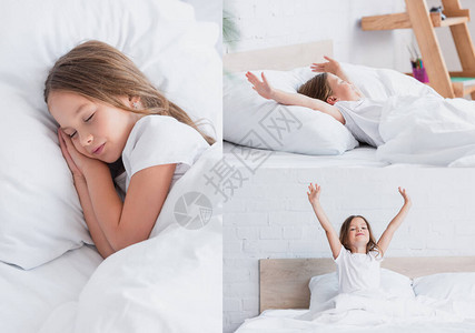 女孩在床上睡觉醒图片