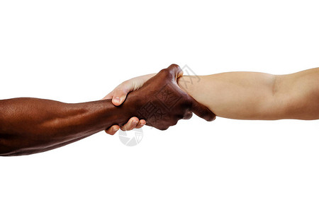 非洲和天主教徒之间握手帮助兄弟情谊概图片