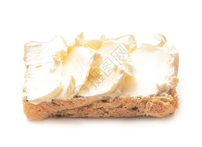 白色背景的奶油芝士美味面包片图片