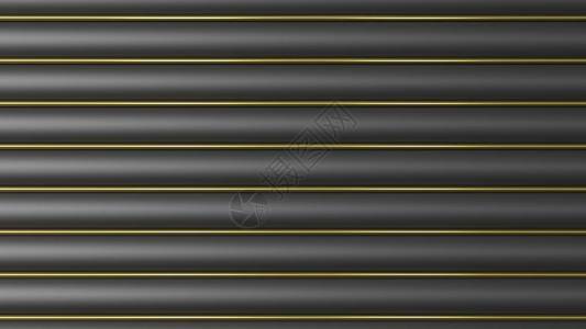 圆柱体的黑色金背景3d渲染背景图片