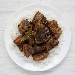 自制菲律宾阿多波猪肉配米饭图片