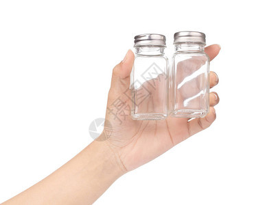手握瓶玻璃用于在白色背景图片