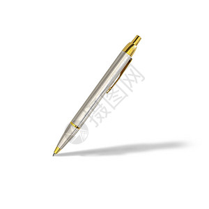 银色钢笔和金色钢笔在白背景与剪图片