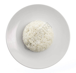 孤立在白色背景上的一盘米饭图片
