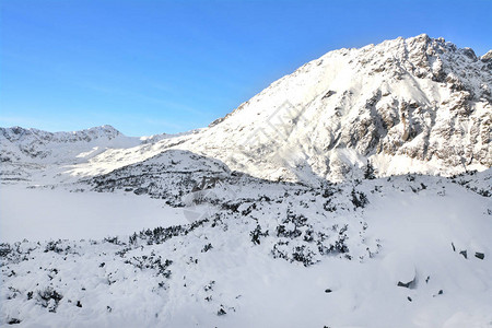 波兰塔特拉高山冬季地貌五大湖谷的图片