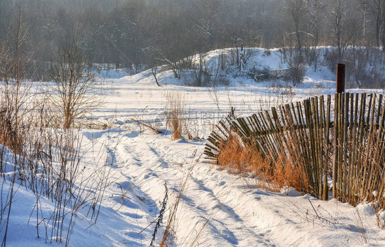 乡间阳光明媚的冬日白雪图片