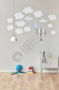 室内儿童房间灰墙背景背景图片