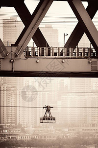 重庆的缆车和长江大桥背景图片