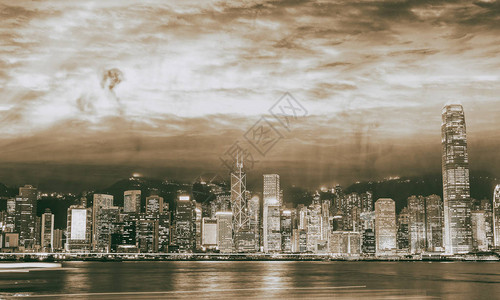 日落时的香港城市天际线图片