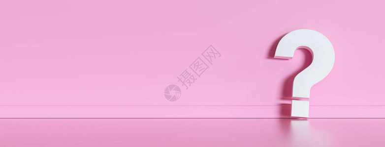 粉红色墙前的大白问号将空间复制背景图片