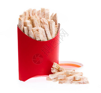 红包纸的炸油塔罗小吃和白色背图片