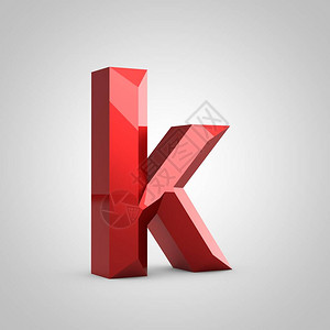 白色上孤立的红色光滑切片字母K小写3d图片