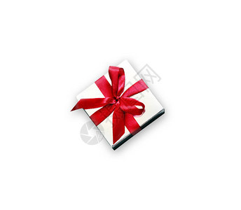 白色的礼物盒有白色背景的红丝图片