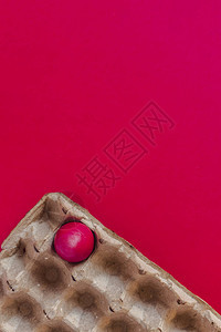 一个红色的复活节彩蛋红色背景上的鸡蛋盒节日背景复活节快图片