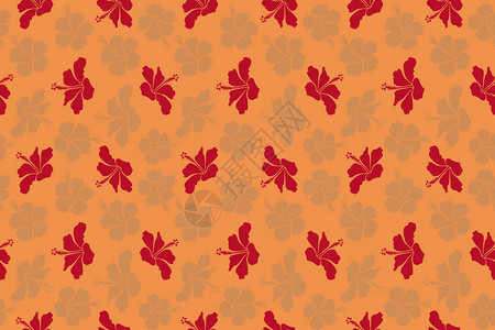 五颜六色的小花杂色无缝模式优雅的时尚印花模板红色和橙色芙蓉花的可爱图案图片