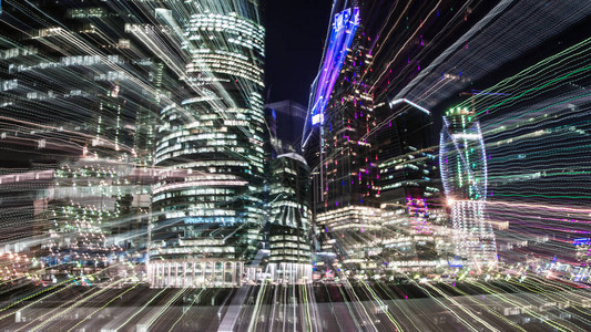 莫斯科国际商业中心的夜景抽象图片