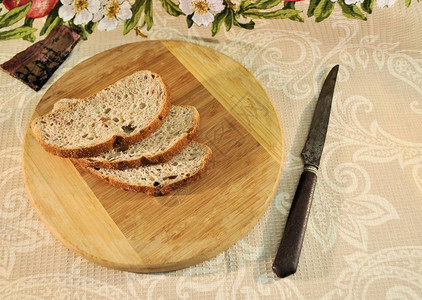 旧刀不锈钢板食品切片面包美食饮木图片