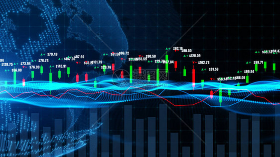 烛台图表与数字据股市或证券交易所交易价格的上升或下降趋势投图片