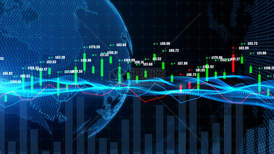 烛台图表与数字据股市或证券交易所交易价格的上升或下降趋势投图片
