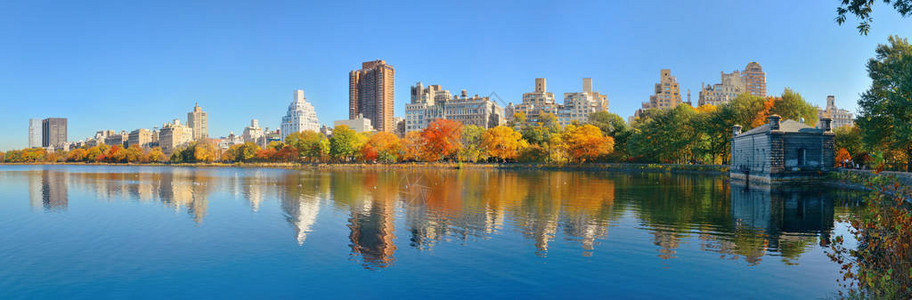 曼哈顿中央公园东侧豪华建筑全景在纽约图片