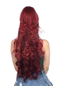 头发色红色卷颜色和长发风格工作室图片