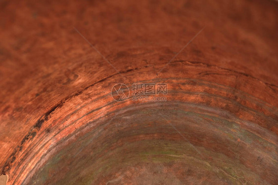 老铜大锅内壁的铜面锅底铜氧化复制空间图片