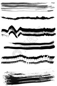 湿墨油几何形状画笔刺纹理刷和现代石膏线墨粉刷用于框架设计的插画