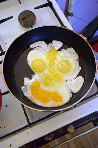 在锅里煎炸的鸡蛋长图片
