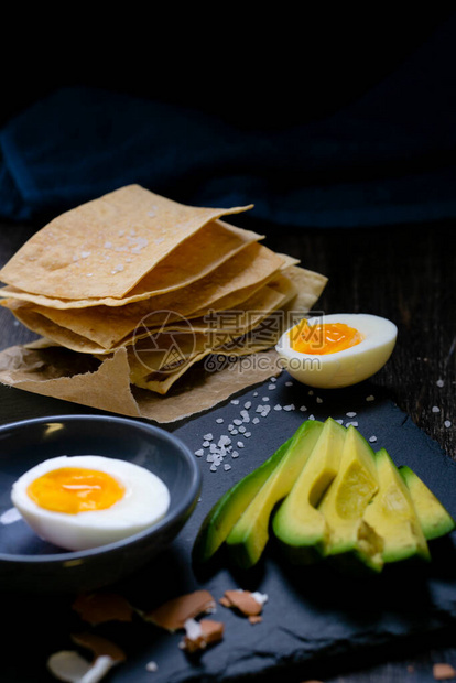 早餐吃鸡蛋白质产品和健康食品中的不饱和脂肪图片