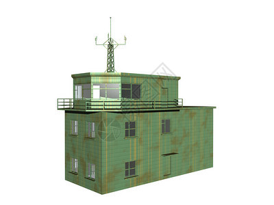 作为广播电台的旧绿色建筑背景图片