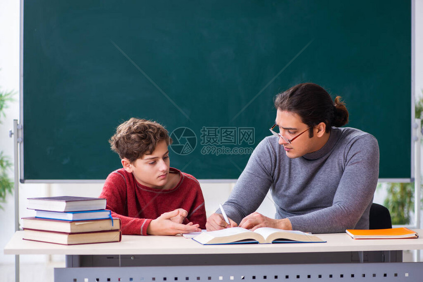教室里的年轻老师和小学生高清图片下载-正版图片504277542-摄图网