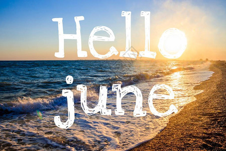 横幅你好六月海浪夏天气晴朗新的季节图片