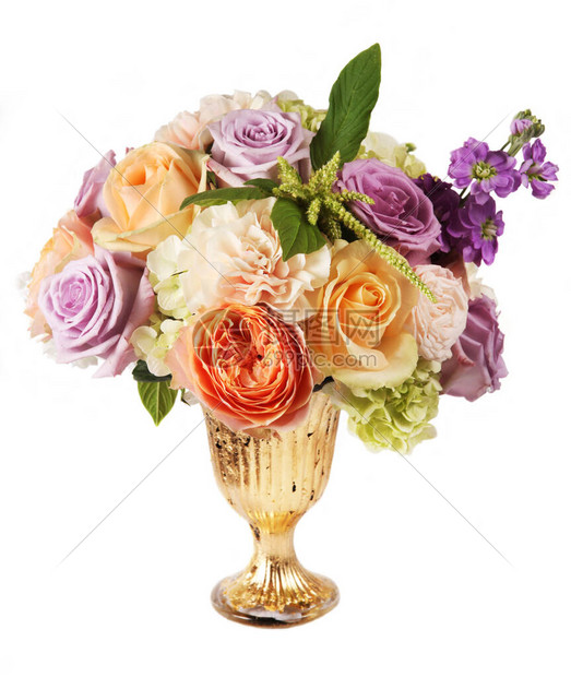 用金箔花瓶装的婚礼花束高清图片下载 正版图片 摄图网