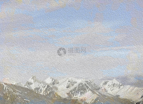 雪峰山地背景的石油绘画图片